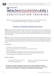 Chris Howard – Wealth Acceleration Certification Level I